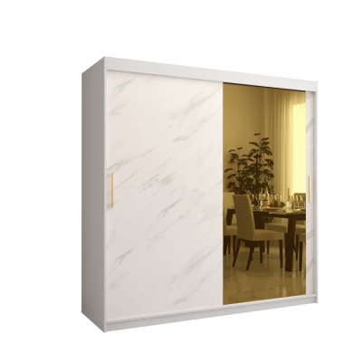 Designer gardrób arany tükörrel 2. FOGANTYÚ - szélesség 200 cm, fehér
