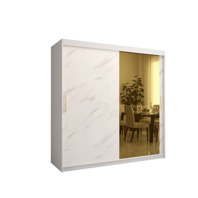 Designer gardrób arany tükörrel 2. FOGANTYÚ - szélesség 200 cm, fehér