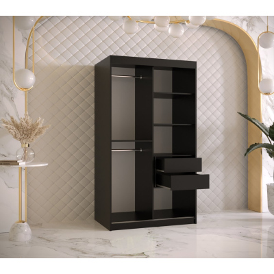 Designer gardrób arany tükörrel 3. FOGANTYÚ - szélesség 100 cm, fekete