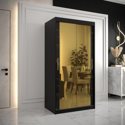 Designer gardrób arany tükörrel 3. FOGANTYÚ - szélesség 100 cm, fekete