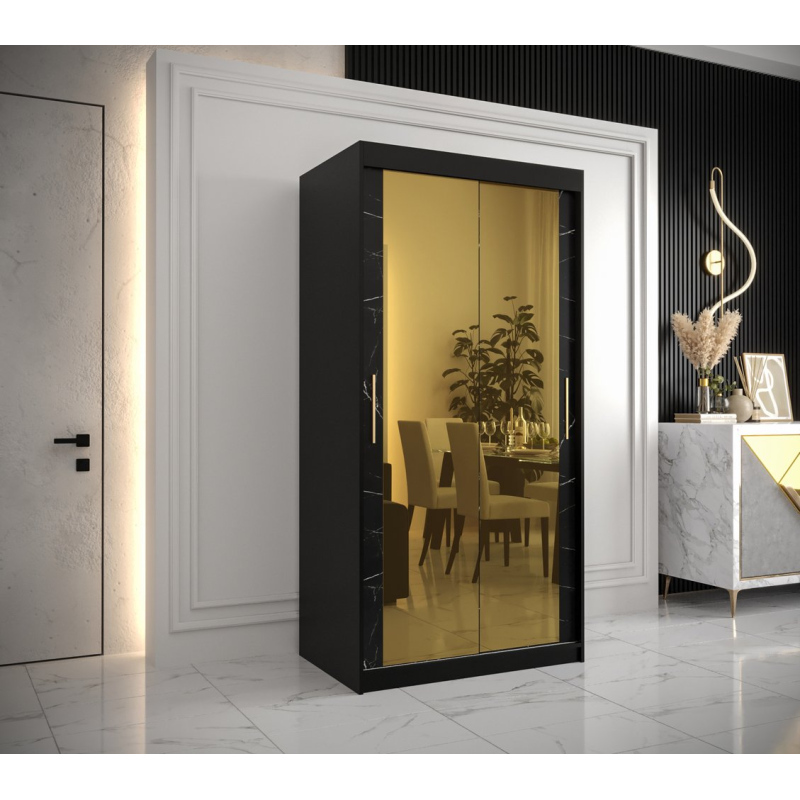 Designer gardrób arany tükörrel 3. FOGANTYÚ - szélesség 100 cm, fekete