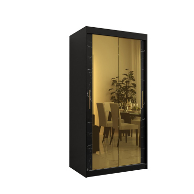 Designer gardrób arany tükörrel 3. FOGANTYÚ - szélesség 100 cm, fekete