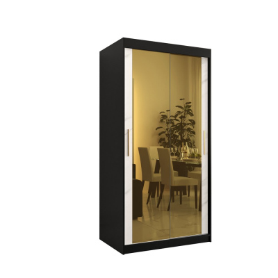 Designer gardrób arany tükörrel 3. FOGANTYÚ - szélesség 100 cm, fekete / fehér
