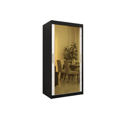 Designer gardrób arany tükörrel 3. FOGANTYÚ - szélesség 100 cm, fekete / fehér