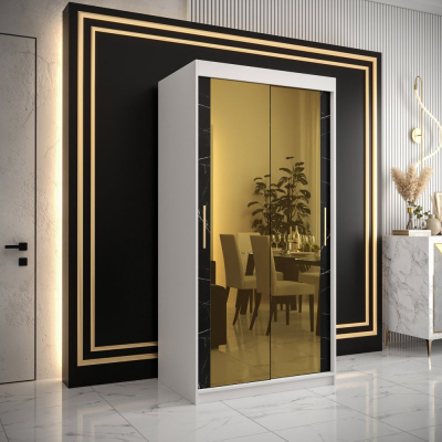 Designer gardrób arany tükörrel 3. FOGANTYÚ - szélesség 100 cm, fehér / fekete