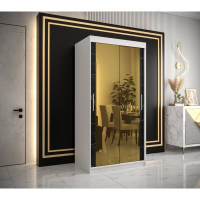 Designer gardrób arany tükörrel 3. FOGANTYÚ - szélesség 100 cm, fehér / fekete
