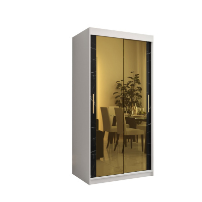Designer gardrób arany tükörrel 3. FOGANTYÚ - szélesség 100 cm, fehér / fekete