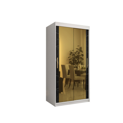 Designer gardrób arany tükörrel 3. FOGANTYÚ - szélesség 100 cm, fehér / fekete