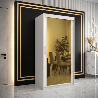 Designer gardrób arany tükörrel 3. FOGANTYÚ - szélesség 100 cm, fehér