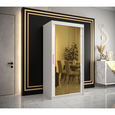 Designer gardrób arany tükörrel 3. FOGANTYÚ - szélesség 100 cm, fehér