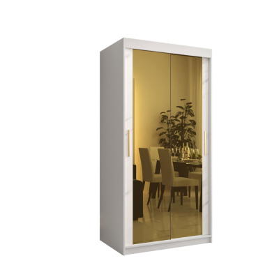 Designer gardrób arany tükörrel 3. FOGANTYÚ - szélesség 100 cm, fehér