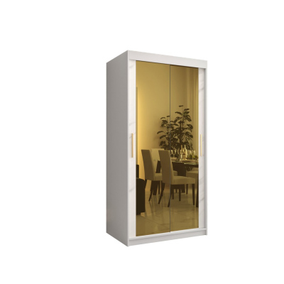 Designer gardrób arany tükörrel 3. FOGANTYÚ - szélesség 100 cm, fehér