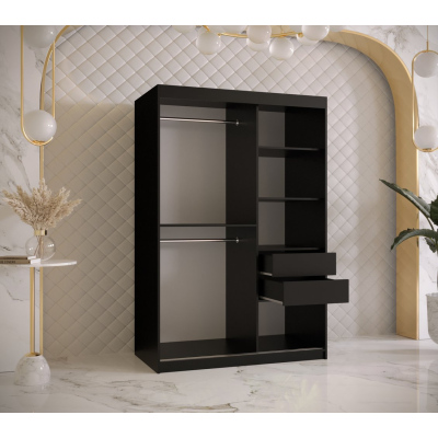 Designer gardrób arany tükörrel 3. FOGANTYÚ - szélesség 120 cm, fekete