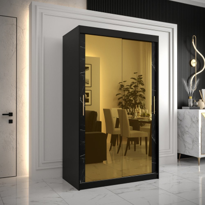 Designer gardrób arany tükörrel 3. FOGANTYÚ - szélesség 120 cm, fekete