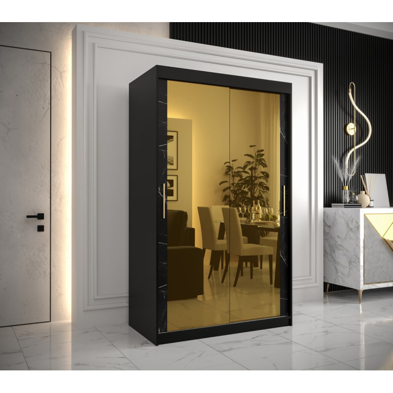 Designer gardrób arany tükörrel 3. FOGANTYÚ - szélesség 120 cm, fekete