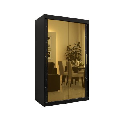 Designer gardrób arany tükörrel 3. FOGANTYÚ - szélesség 120 cm, fekete