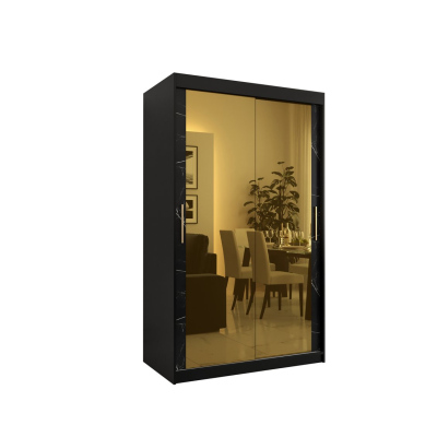 Designer gardrób arany tükörrel 3. FOGANTYÚ - szélesség 120 cm, fekete