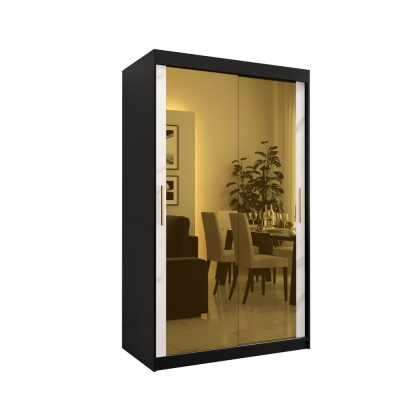 Designer gardrób arany tükörrel 3. FOGANTYÚ - szélesség 120 cm, fekete / fehér