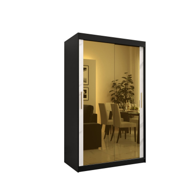 Designer gardrób arany tükörrel 3. FOGANTYÚ - szélesség 120 cm, fekete / fehér