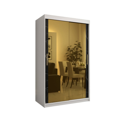 Designer gardrób arany tükörrel 3. FOGANTYÚ - szélesség 120 cm, fehér / fekete