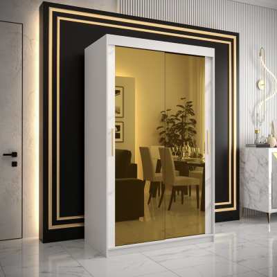 Designer gardrób arany tükörrel 3. FOGANTYÚ - szélesség 120 cm, fehér