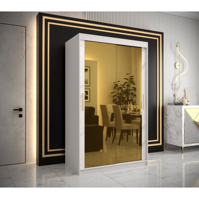 Designer gardrób arany tükörrel 3. FOGANTYÚ - szélesség 120 cm, fehér