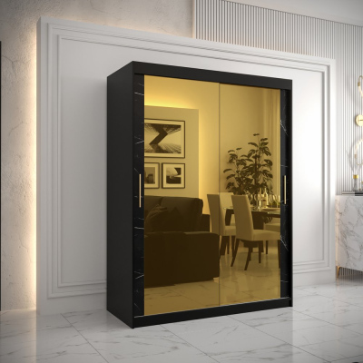 Designer gardrób arany tükörrel 3. FOGANTYÚ - szélesség 150 cm, fekete