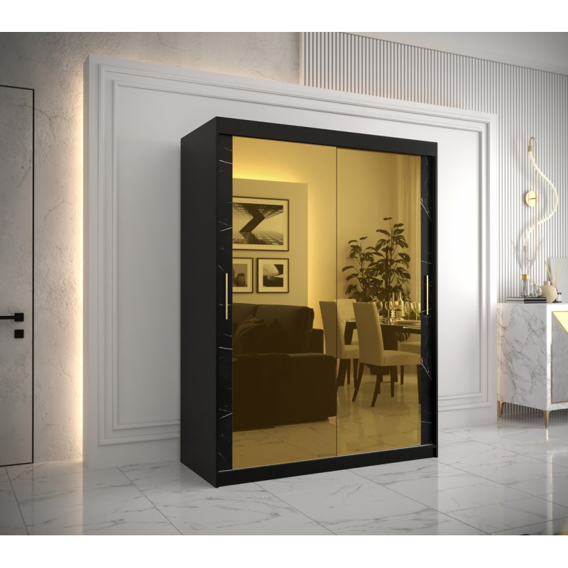 Designer gardrób arany tükörrel 3. FOGANTYÚ - szélesség 150 cm, fekete