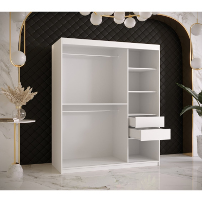 Designer gardrób arany tükörrel 3. FOGANTYÚ - szélesség 150 cm, fehér / fekete
