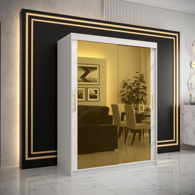 Designer gardrób arany tükörrel 3. FOGANTYÚ - szélesség 150 cm, fehér