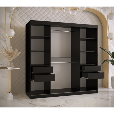 Designer gardrób arany tükörrel 3. FOGANTYÚ - szélesség 180 cm, fekete