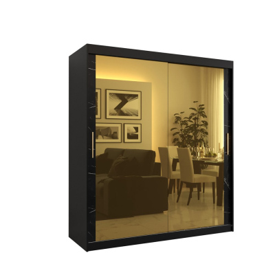 Designer gardrób arany tükörrel 3. FOGANTYÚ - szélesség 180 cm, fekete