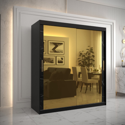 Designer gardrób arany tükörrel 3. FOGANTYÚ - szélesség 180 cm, fekete