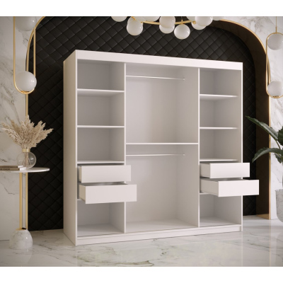 Designer gardrób arany tükörrel 3. FOGANTYÚ - szélesség 180 cm, fehér