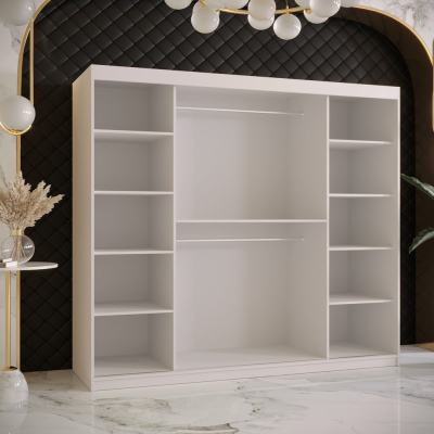 Designer gardrób arany tükörrel HANDLE 3 - szélesség 200 cm, fehér / fekete