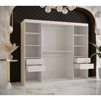 Designer gardrób arany tükörrel 3. FOGANTYÚ - szélesség 200 cm, fehér