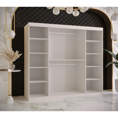Designer gardrób arany tükörrel 3. FOGANTYÚ - szélesség 200 cm, fehér