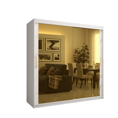 Designer gardrób arany tükörrel 3. FOGANTYÚ - szélesség 200 cm, fehér
