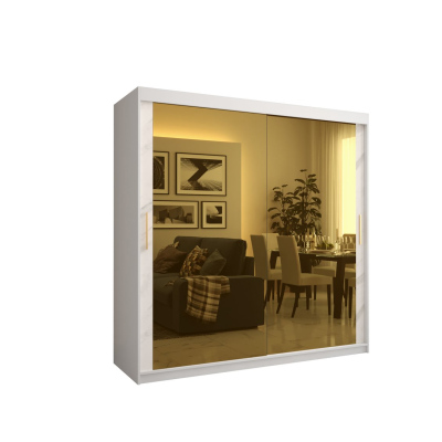 Designer gardrób arany tükörrel 3. FOGANTYÚ - szélesség 200 cm, fehér