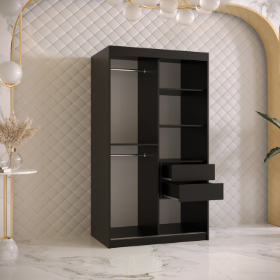 Designer gardrób arany tükörrel 4-es FOGANTYÚ - szélesség 100 cm, fekete