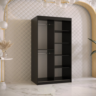 Designer gardrób arany tükörrel 4-es FOGANTYÚ - szélesség 100 cm, fekete