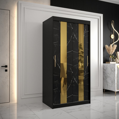 Designer gardrób arany tükörrel 4-es FOGANTYÚ - szélesség 100 cm, fekete