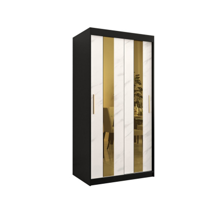 Designer gardrób arany tükörrel 4. FOGANTYÚ - szélesség 100 cm, fekete / fehér