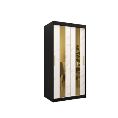 Designer gardrób arany tükörrel 4. FOGANTYÚ - szélesség 100 cm, fekete / fehér