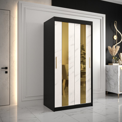 Designer gardrób arany tükörrel 4. FOGANTYÚ - szélesség 100 cm, fekete / fehér
