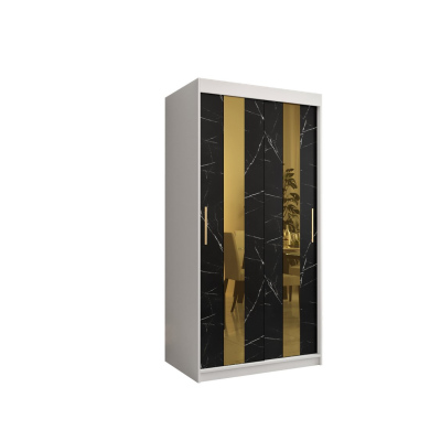 Designer gardrób arany tükörrel 4. FOGANTYÚ - szélesség 100 cm, fehér / fekete