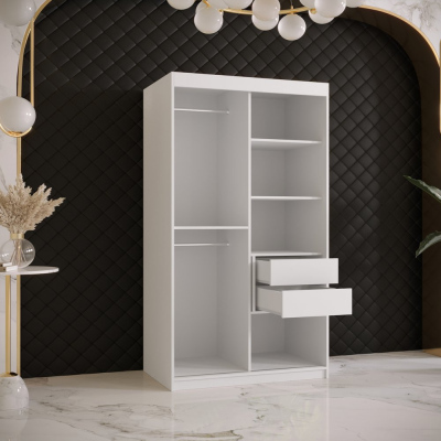 Designer gardrób arany tükörrel 4. FOGANTYÚ - szélesség 100 cm, fehér / fekete
