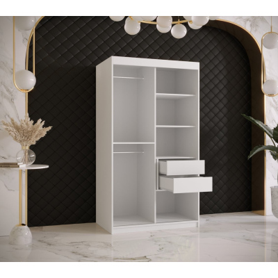 Designer gardrób arany tükörrel 4. FOGANTYÚ - szélesség 100 cm, fehér / fekete