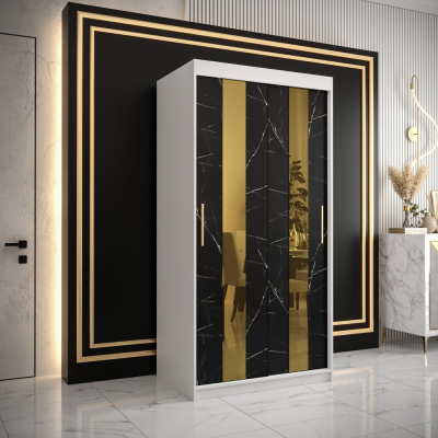 Designer gardrób arany tükörrel 4. FOGANTYÚ - szélesség 100 cm, fehér / fekete
