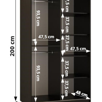 Designer gardrób arany tükörrel 4. FOGANTYÚ - szélesség 100 cm, fehér / fekete